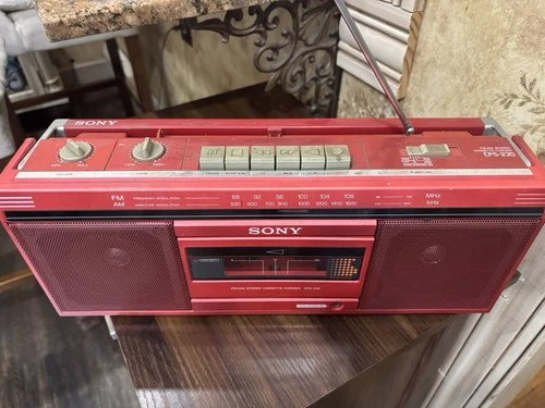 Rare Sony Cfs-230 Red Cassette-corder Boombox Read