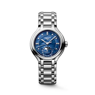 Longines Primaluna Moonphase 34mm Blue Dial Stainless Steel Watch L81264976