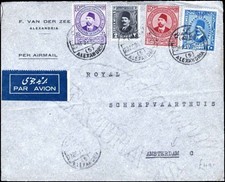 Egypt 1934 UPU 10 & 13 Mills with Fouad 2 & 20 Mills to Amsterdam