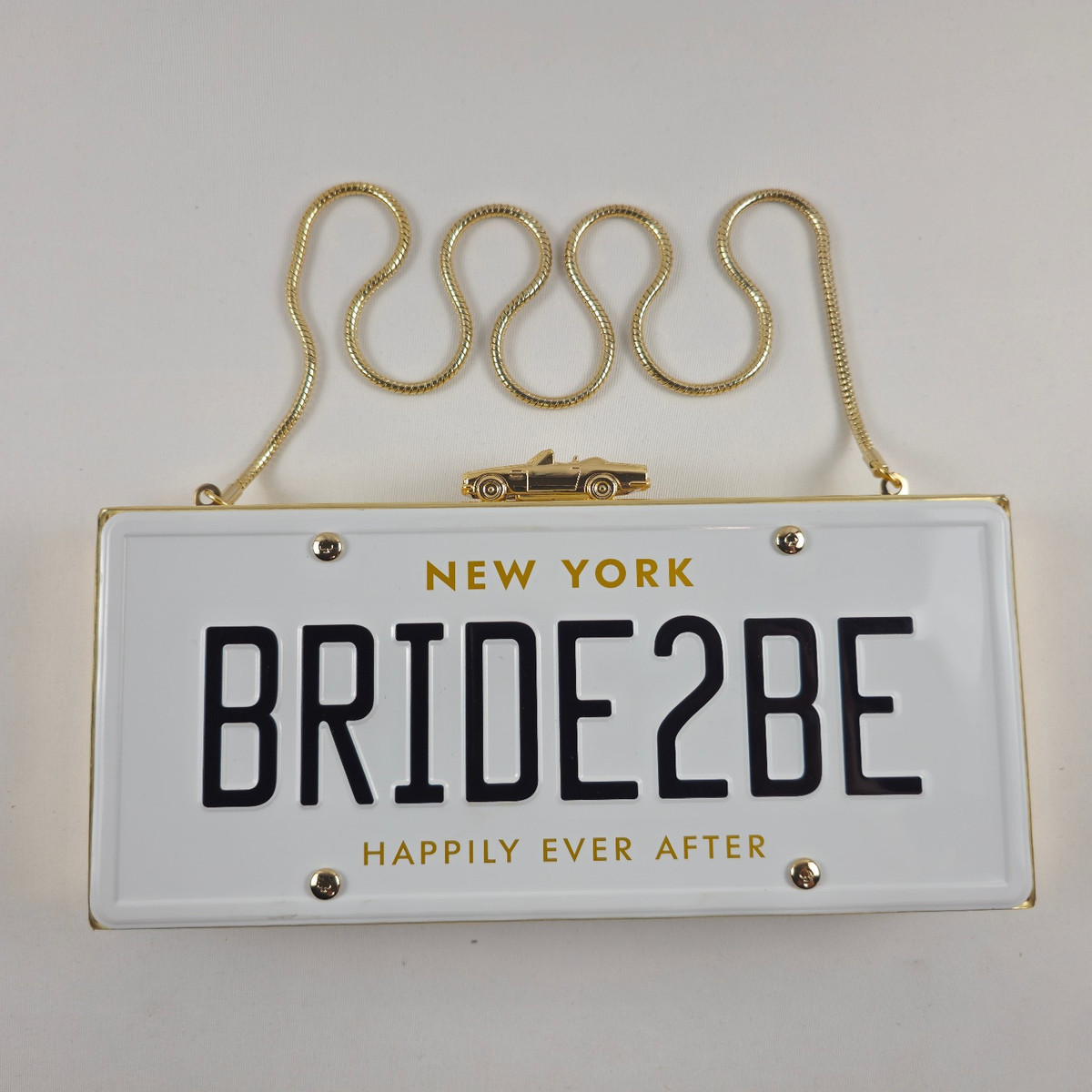 Kate Spade New York BRIDE2BE Wedding Belle License Plate Clutch Crossbody Bag View 6