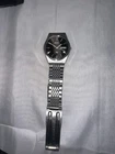 Vintage Seiko 7N32 Quartz Day Date Black Dial Silver Tone Mens Watch”
