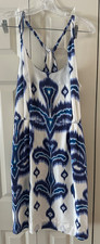 BANANA REPUBLIC DRESS WOMENS 12 100% SILK Y BACK TIE DYE BEACH RESORTWEAR