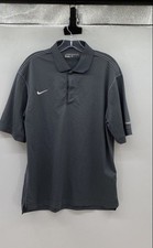 Nike Mens Gray Short Sleeve Collared Dri-Fit Golf Polo Shirt Size Medium