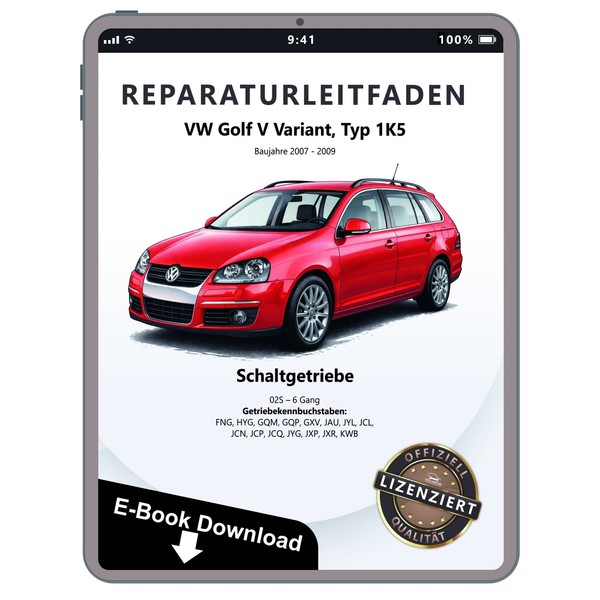 VW Golf 5 Variant 1K5 2007-2009 6 Gang Schaltgetriebe 02S Werkstatthandbuch PDF-image