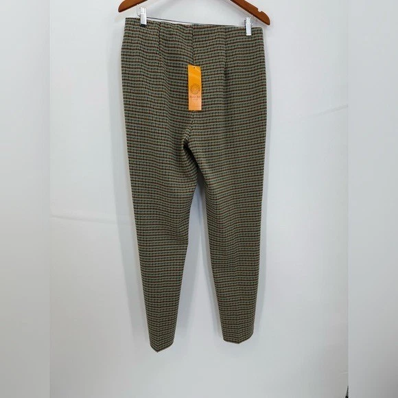 Ruby Rd. Teal and Brown Houndstooth Pull On Pants Size Medium - Image 2 of 4