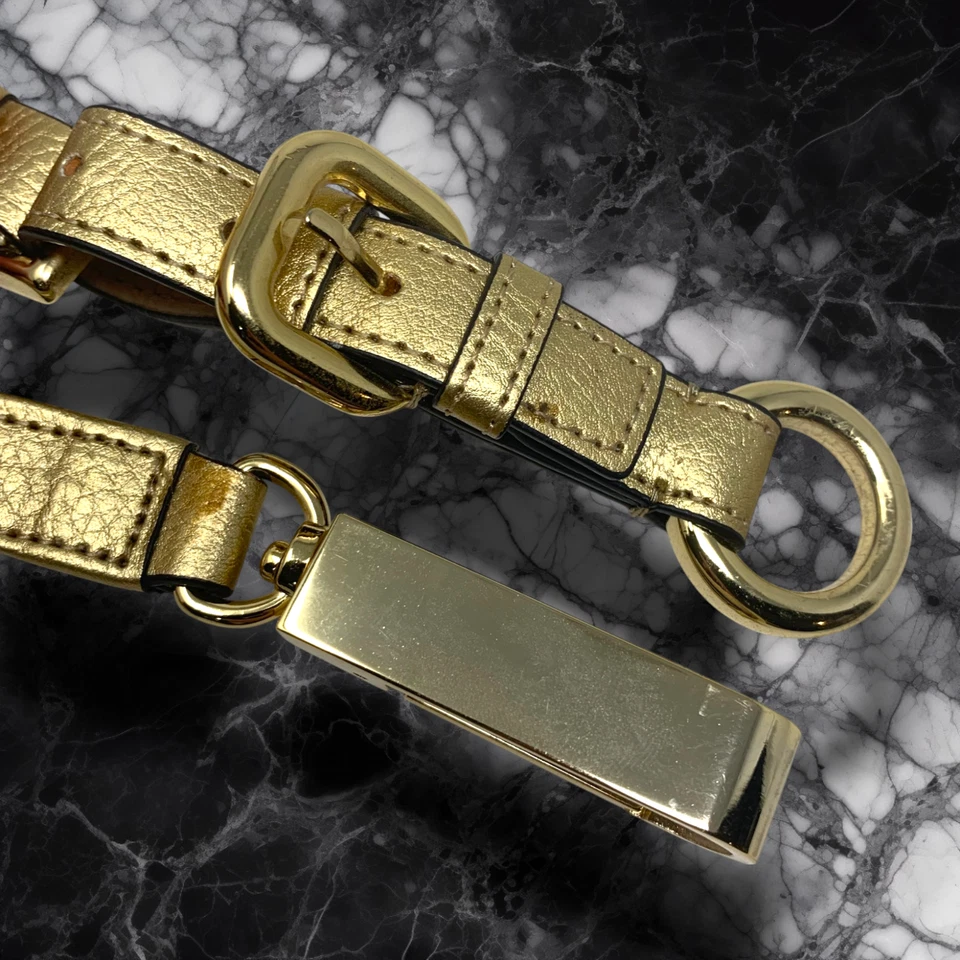 Cinturón Arnés Ann Taylor Vintage Años 90 Talla M Cuero Dorado Tono Dorado Herrajes Foto 3 de 4