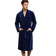 Men's Long Smoking Jacket Nevy Velvet Smoking Robe Evening Relaxed Dinner Gown