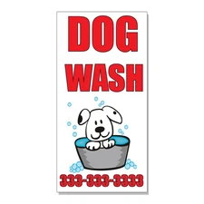 Dog Wash With Image Style 2 Custom Number  DECAL STICKER Retail Store Sign