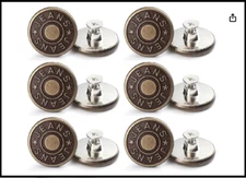 12 Sets Adjustable Buttons for Jeans 20Mm No Sew Instant Replacement Repair Kit