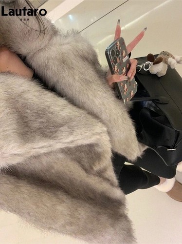 Winter Oversized Loose Casual Luxury Soft Warm Hairy Faux Fur Coat Fluffy Jacket - Bild 4 von 11