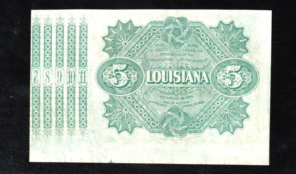 🇺🇸 USA $ 5 Five Dollars 1871-1877 ( 1880 ) UNC* Baton Rouge State of Louisiana - Image 2 of 2