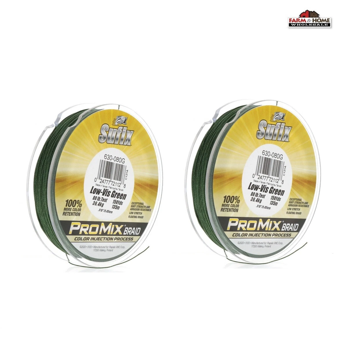 2 Sufix ProMix Braided Fishing Line 80lb 150 Yards Green NEW