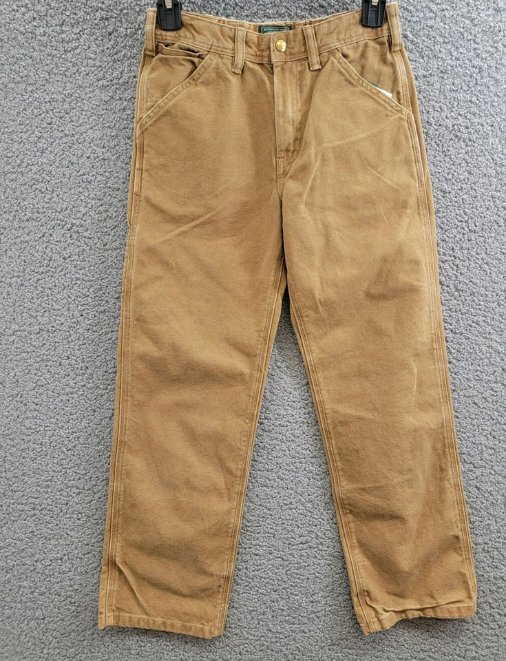 Pantalones de carpintero de lona Ralph Lauren para niños grandes 12 beige liso cierre a presión Foto 2 de 4