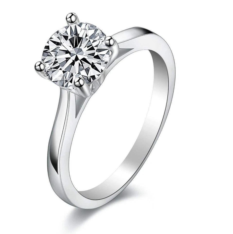 925 Sterling Silver Women's Cubic Zirconia Eternity Engagement Wedding Ring Set - Image 3 of 4