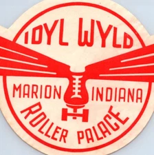 1940s Idyl Wyld Roller Skating Rink Palace Sticker Label Decal Marion Indiana