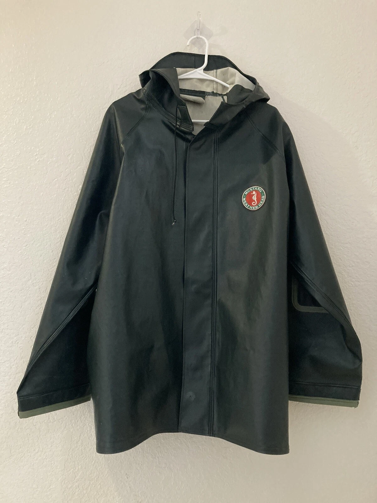 RARE Vintage Mustang Survival Gear Green Waterproof Rain Jacket Size XL MWG 100