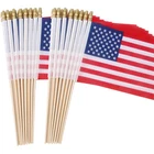 50 Pcs Small American Flags with Wooden Sticks 4x6" Handheld United States Flag