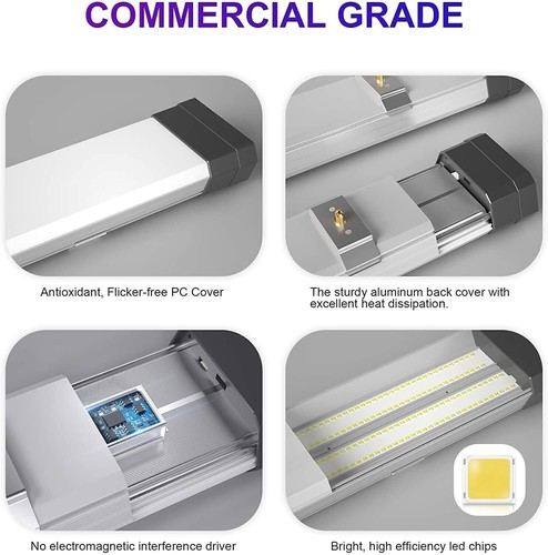 2Pcs 100W LED Shop Light Fixture Linkable with Plug Garage Lights 3.6FT 13000LM - Picture 8 of 12