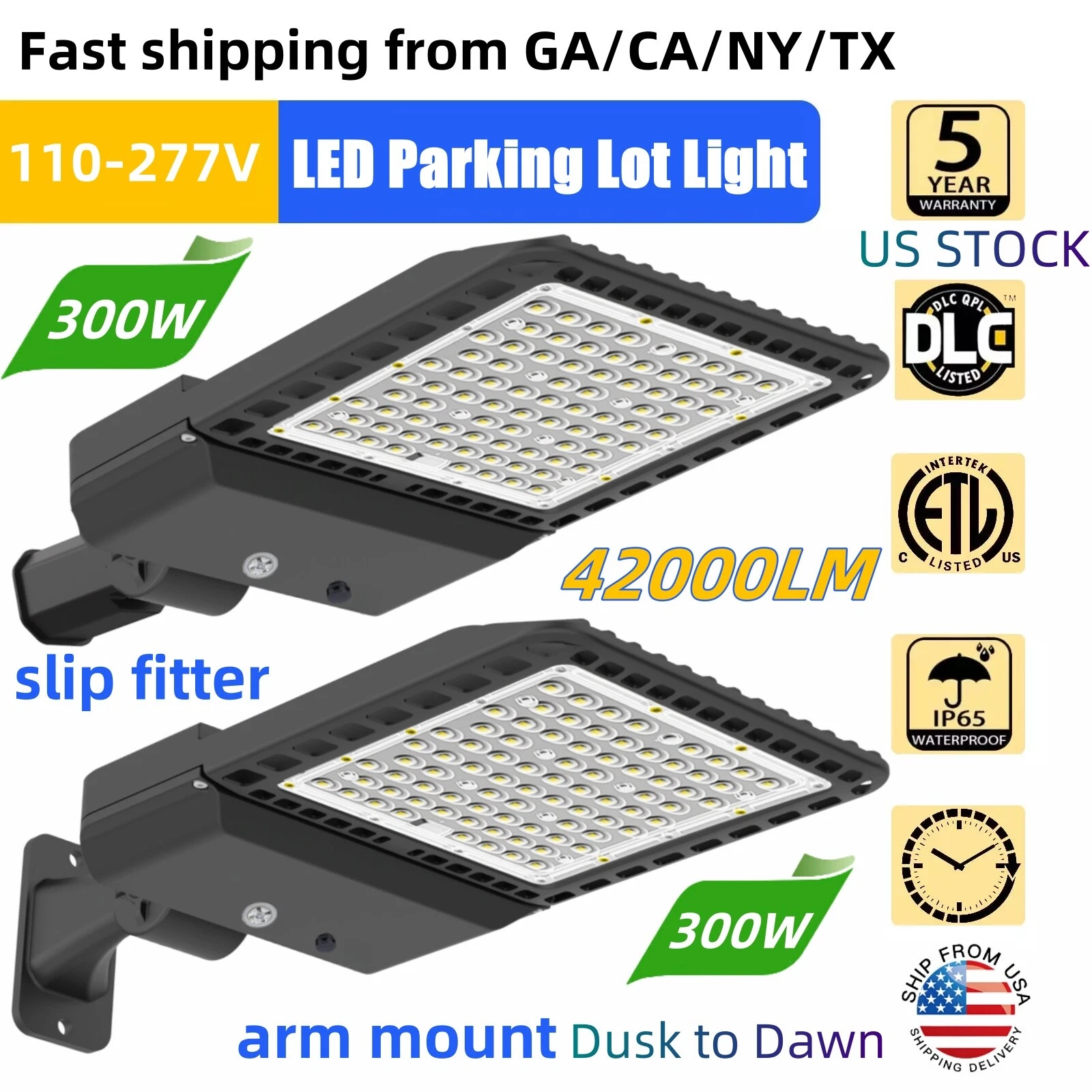 LED Parking Lot Lights 200W 300W Module Street Pole fixture Shoebox Area Light