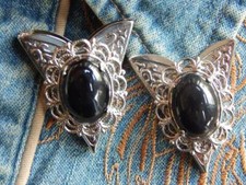 Owalny krój czarny onyks męski fantastyczny kołnierz końcówki w srebrze argentyńskim 935