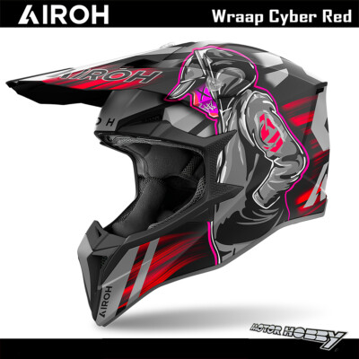 CASCO MOTOCROSS BAMBINO AIROH WRAAAP CYBER RED MATT WRC55 ECE 22.06