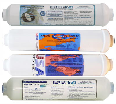 4 inline Filter Set for Countertop RO Reverse Osmosis System, incl DI bed
