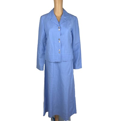 Talbots Linen Rayon Dress Suit 8 Light Blue Sleeveless Business Cocktail  2PC | eBay