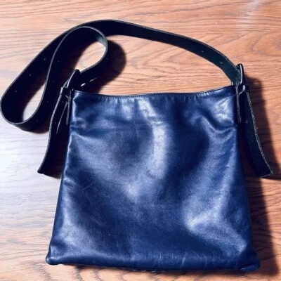 Auth sac à bandoulière Bottega Veneta Intrecciato couleur marine violet cuir ... - Photo 1/4