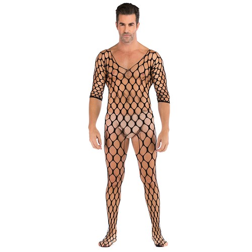 Hombres Lencería Malla Cuerpo Medias Pantimedias Body Ver a través de Ropa Interior Erótica - Imagen 106 de 162