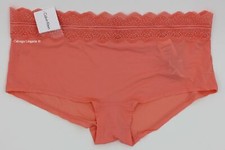 NWT Calvin Klein QD3781 "Micro" Low-rise Microfiber w Lace Boyshorts Coral 644 
