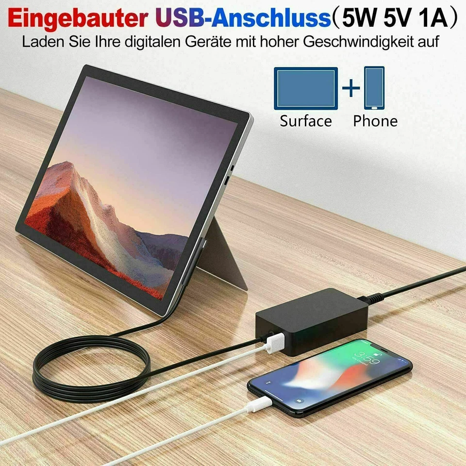 Ladegerät Ladekabel Netzteil für Microsoft Surface Pro 3/4/5/6/7/8 Laptop Tablet - Bild 3 von 4
