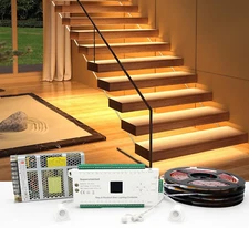 Motion Triggered with Daylight Sensor LED Stair Lighting Kit SSL-5616, 59 Feet L