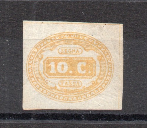 Italia Regno 1863 Segnatasse 10 C. Giallo MLH Cert. - Foto 2 di 2