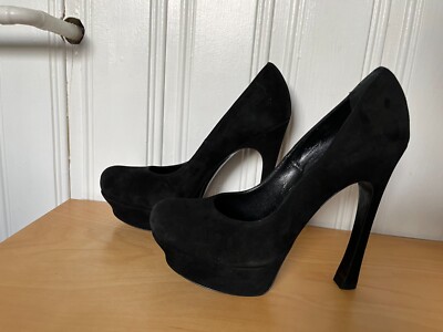 YSL Yves Saint Laurent PALAIS 105 Plateau Pump Wildleder Schwarz Nero 40,5