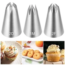 Mabor Large Piping Tips, 3Pcs DIY Cream Flower Piping Tips for Cake Decoratin...