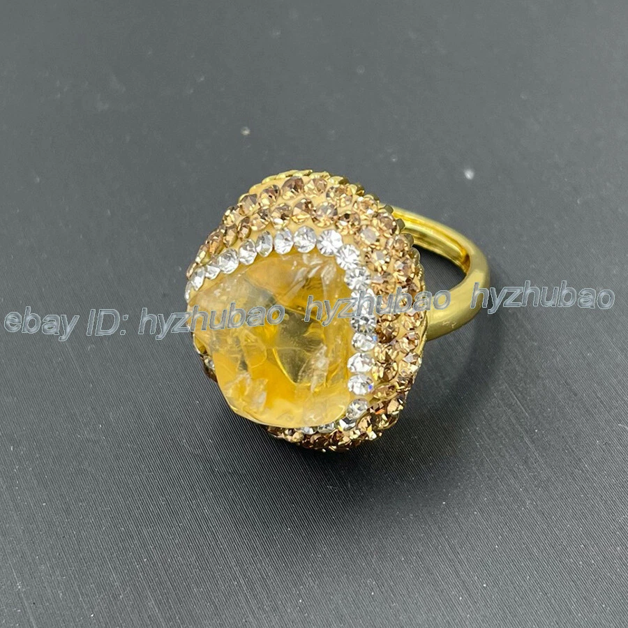 Pendientes de piedras preciosas crudas de topacio natural + anillo + colgante conjunto de collar cristal curativo Foto 2 de 4