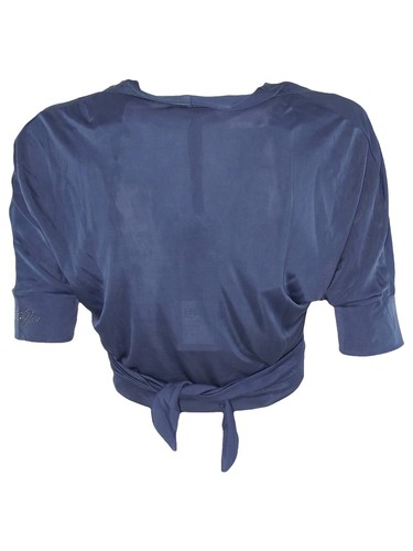 Liu Jo Donna Maglia Chiusura Nodo In Vita Stretch Scollo Ampio Manica Corta Top - Picture 21 of 33