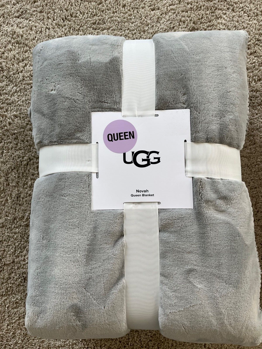 UGG Novah Queen Fleece Blanket Seal Gray Grey Bedding Comforter Reversible
