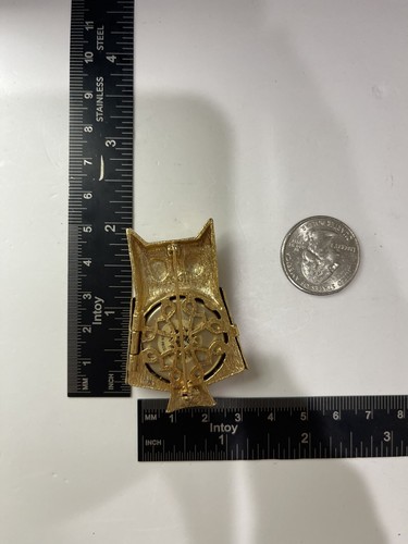 3 Gold-Plated Owl Pins with CZ & Make Up Pot - Picture 6 of 6