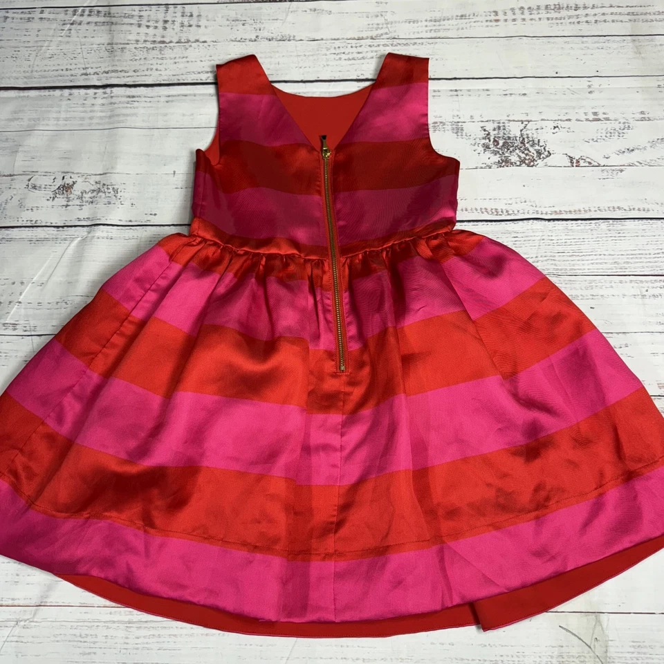 Kids Girls Kate Spade New York Skirt The Rules Pink Red Stripe Flare Dress Sz 10 - Image 4 of 4