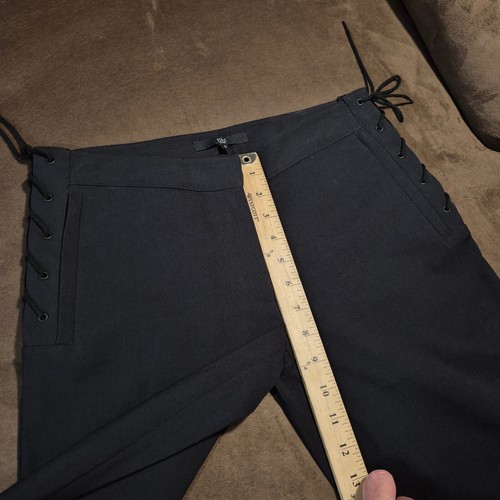 TIBI LACED SIDE PANTS Sz 0 TALL BLACK L32 - Picture 7 of 19