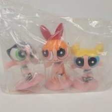 Vtg Powerpuff Girls PVC Toy Figure Cake Topper Bubbles Blossom Buttercup 2000