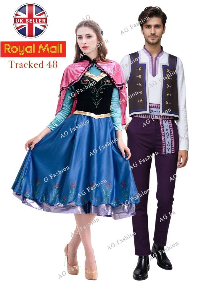 AG FASHION Princess Anna&Kristoff Cosplay Costume Adult Fancy Dress Bookweek Halloween