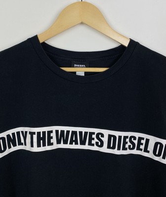 Diesel Beachwear Stripe Only The Waves T-shirt Men's Size L Black