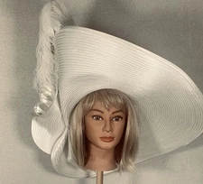 Champagne-Italy Kentucky Derby Hat pearl White/white Feather Ribbon  Rhinestones