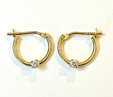 VINTAGE SMALL 14K SOLID YELLOW GOLD HOOP EARRINGS 10mm