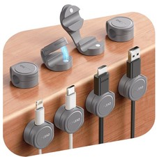 8-Pack Cord Organizer Magnetic Cable Clips, Desk Management Wire Grey