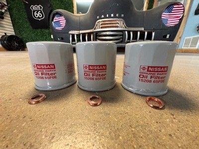 (3) Genuine Nissan Infiniti Oil Filter 15208-65F0A w/gaskets SAME AS DEALER