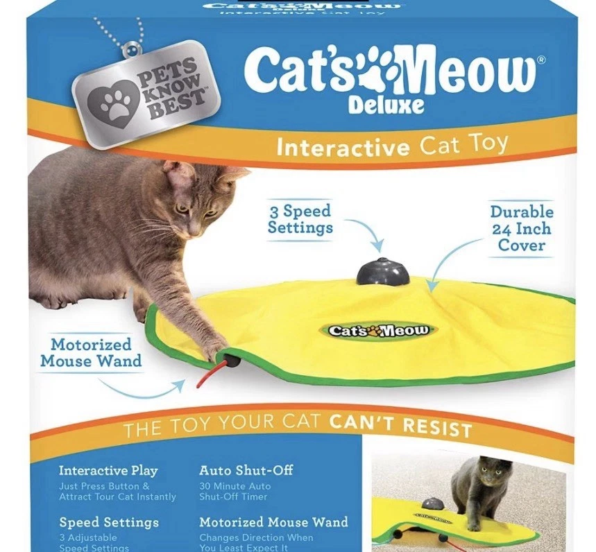 Cat's Meow Motorized Chaser Cat Toy-mouse want,3 speeds,24"cover-unopened