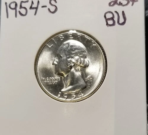 1954-S 25c Washington Quarter 90% Silver High Grade/BU